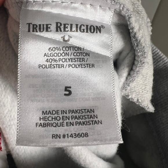 True Religion Kids Boy's Athletic Short 5 Gray Pull On Drawstring Roll Hem - Picture 6 of 7